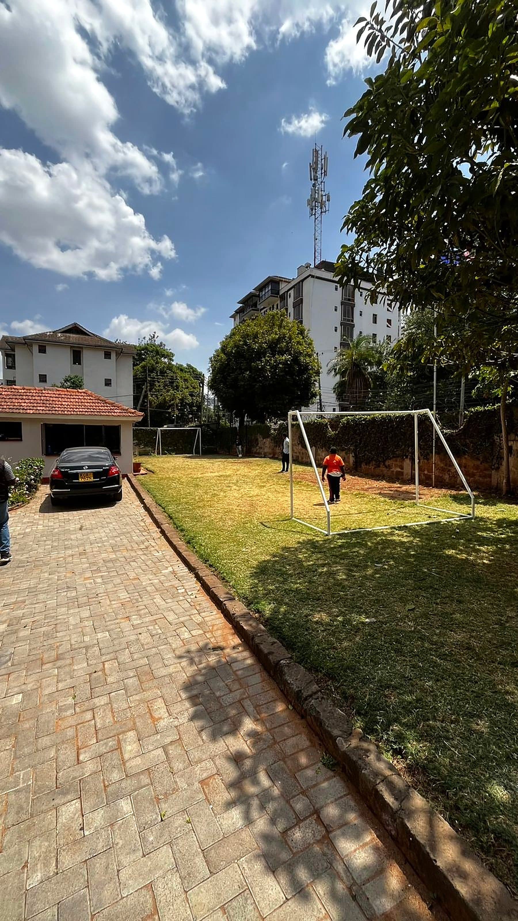 The school play field and goalposts